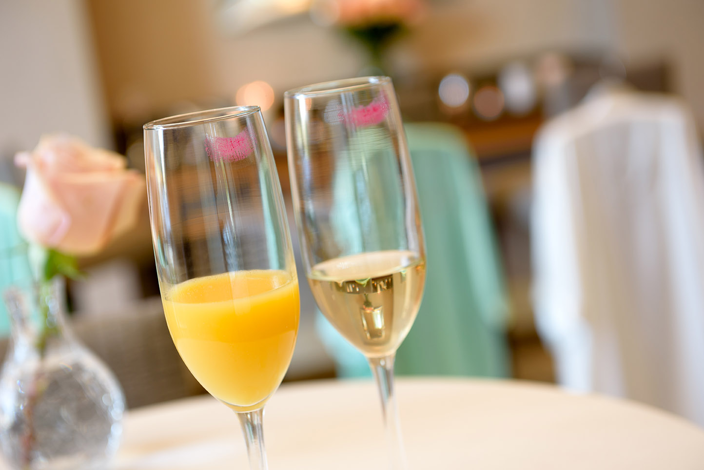 Champagne and orange juice toast at Hilton Santa Clara, part of custom wedding packages at this Santa Clara wedding venue.
